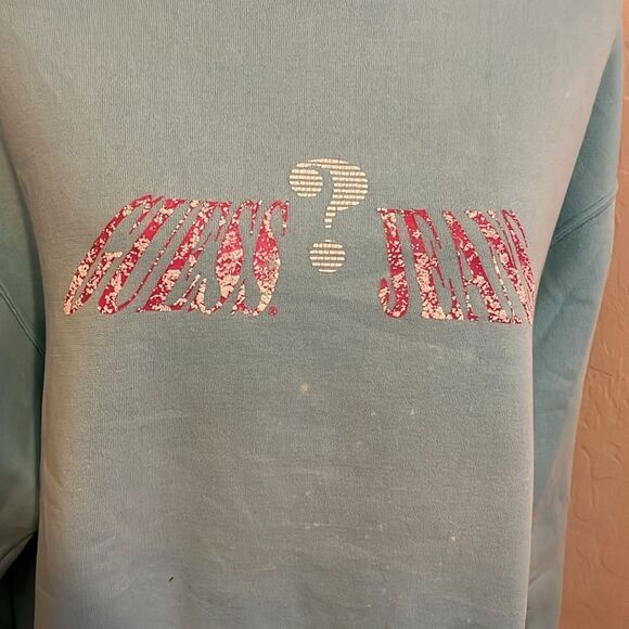 Vintage Guess Blue Distressed Pullover Sweatshirt - Picture 4 of 10